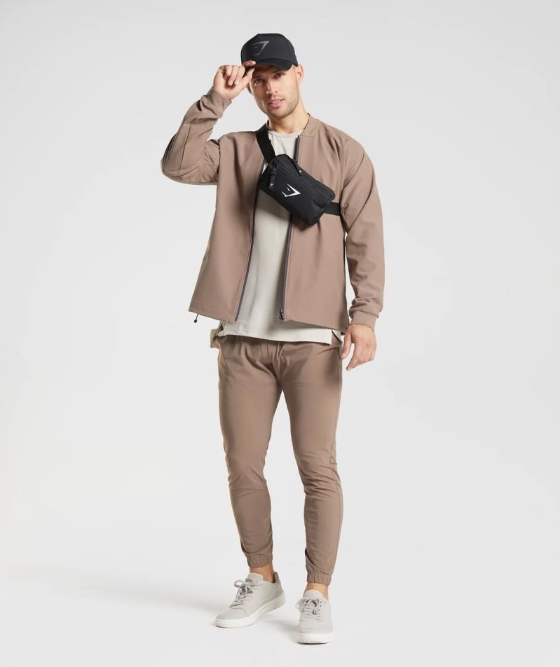 Men's Gymshark Studio Jackets Light Brown | NZ 6UIFGX